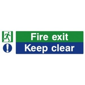 Fire Exit Keep Clear Sign (450mm x 150mm) Photoluminescent